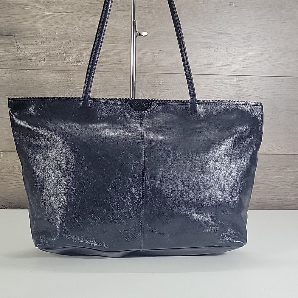 Latico for Anthropologie Leather Navy Tote Bag - Classic Everyday Shoulder Bag - Picture 2 of 13